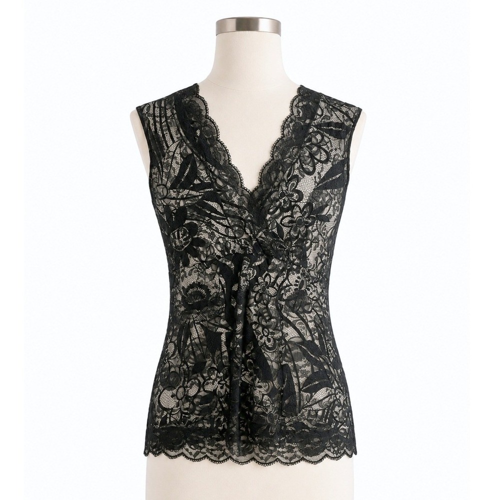 Womens Lace Whimsigoth Fairy Grunge Babydoll Top Size L Black Lace Coquette Y2K